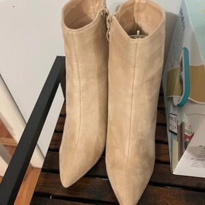 SHEIN Beige Pointed Toe Suede-Look Ankle Boots